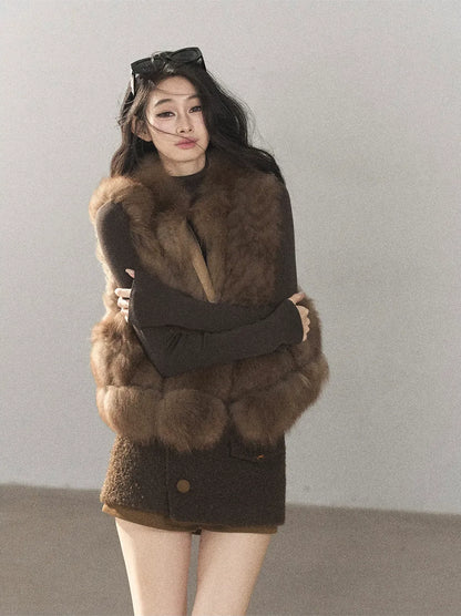 Fox Fur Stand-Collar Vest