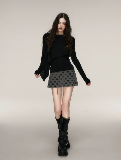 Jacquard Cropped Knit Set