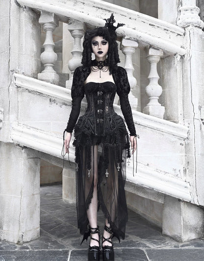 Áo corset bustier nhung lồng chim