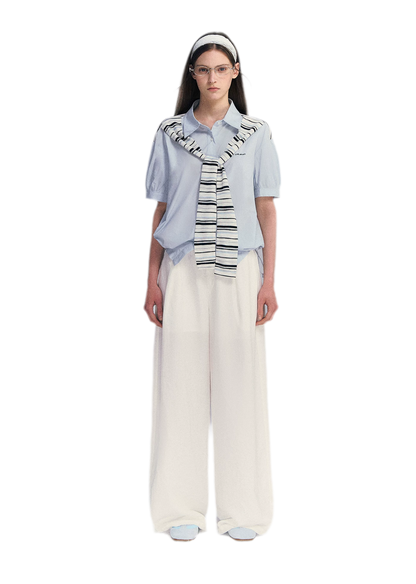 Striped Scarf Hem Shirt