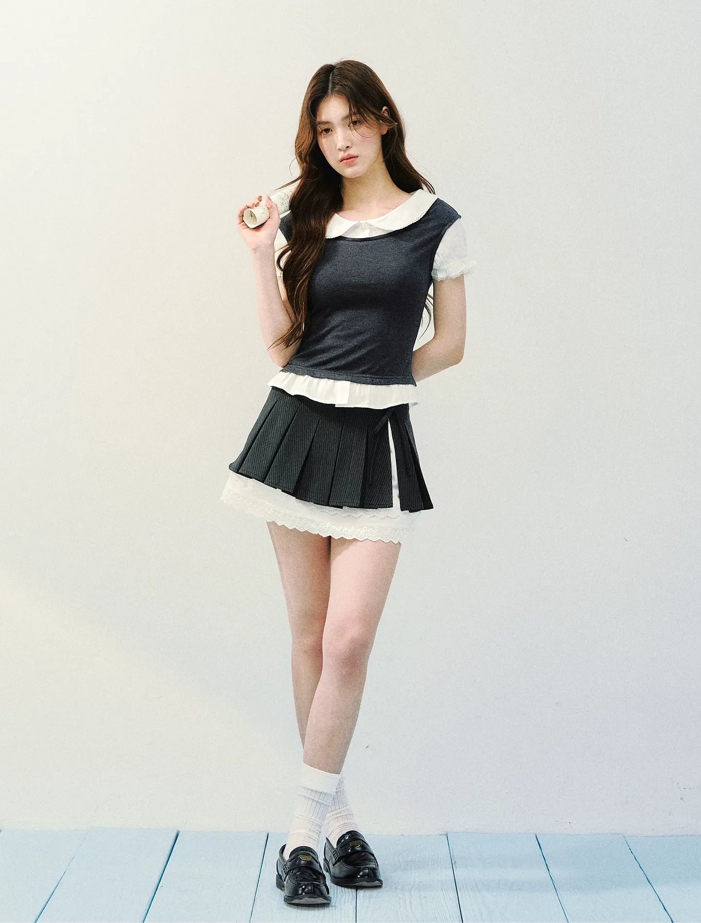 High-Intellect Tencel Wool Faux Two-Piece T-Shirt