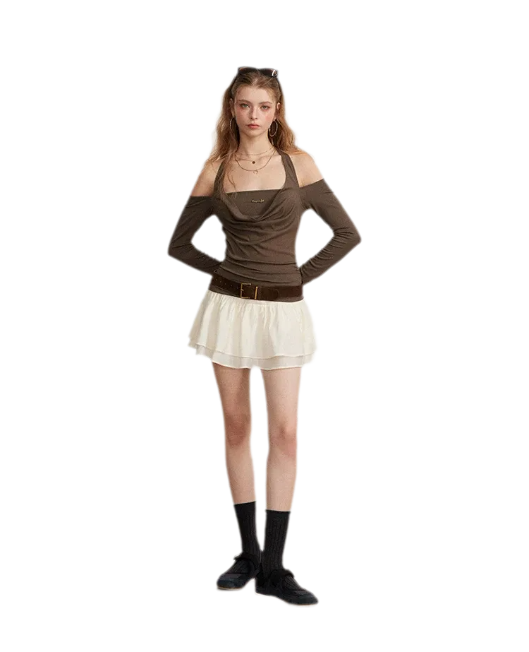 Pleated Ruffle A-Line Skirt