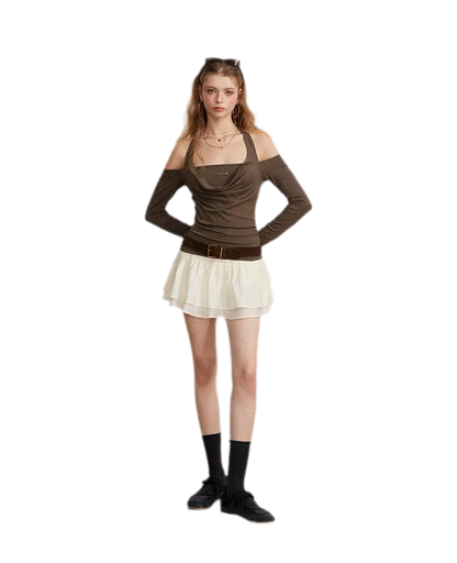 Pleated Ruffle A-Line Skirt