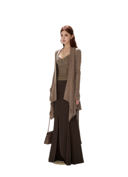 Matte Drape Irregular Hem Cardigan