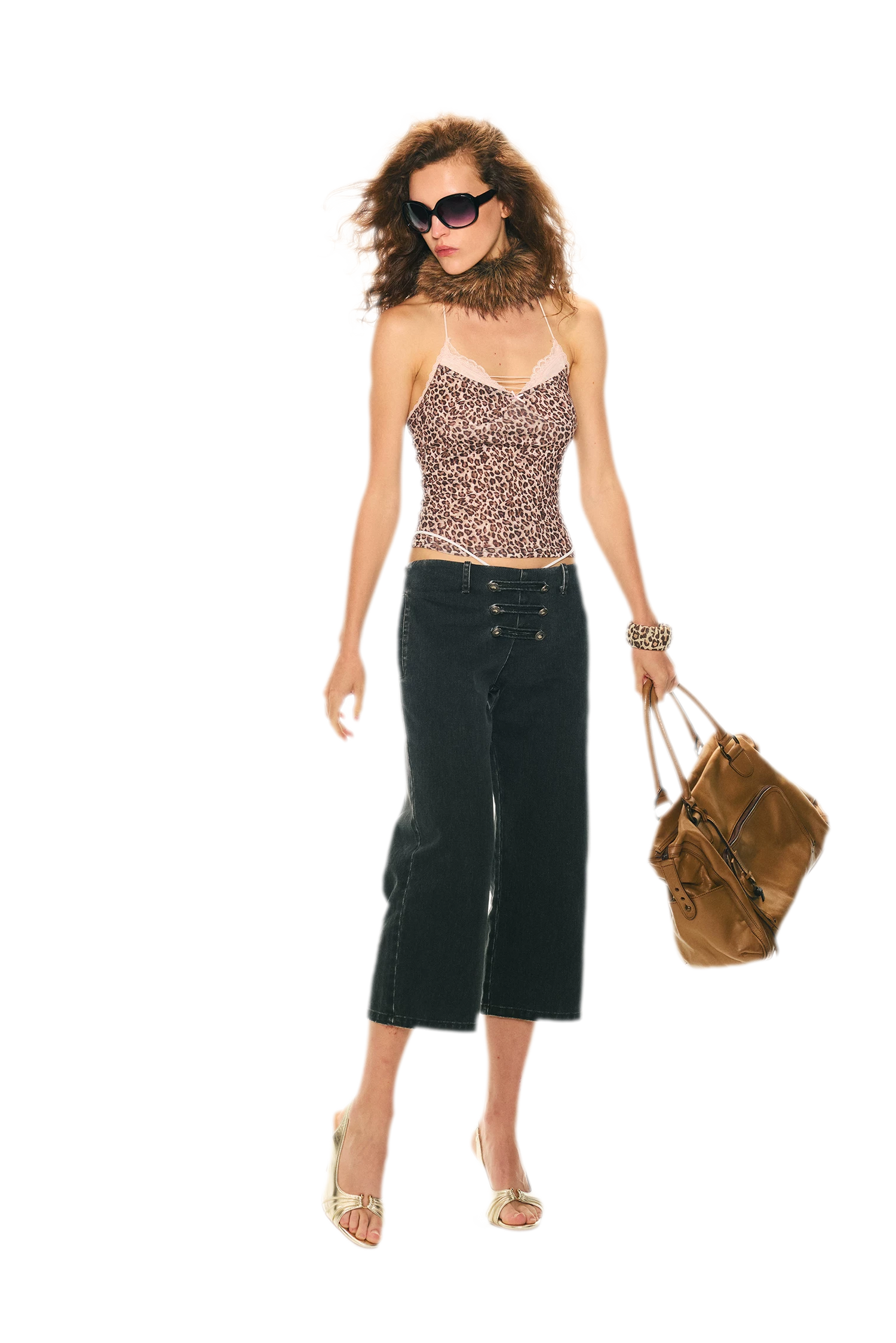 Retro Leopard Print Lace Camisole