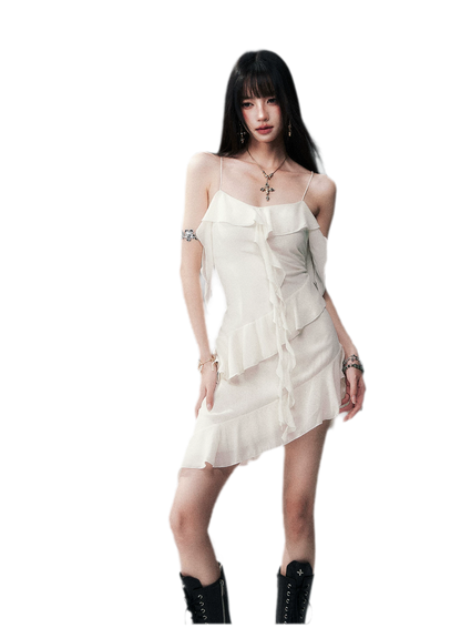 Ruffled Asymmetric Cami Dress