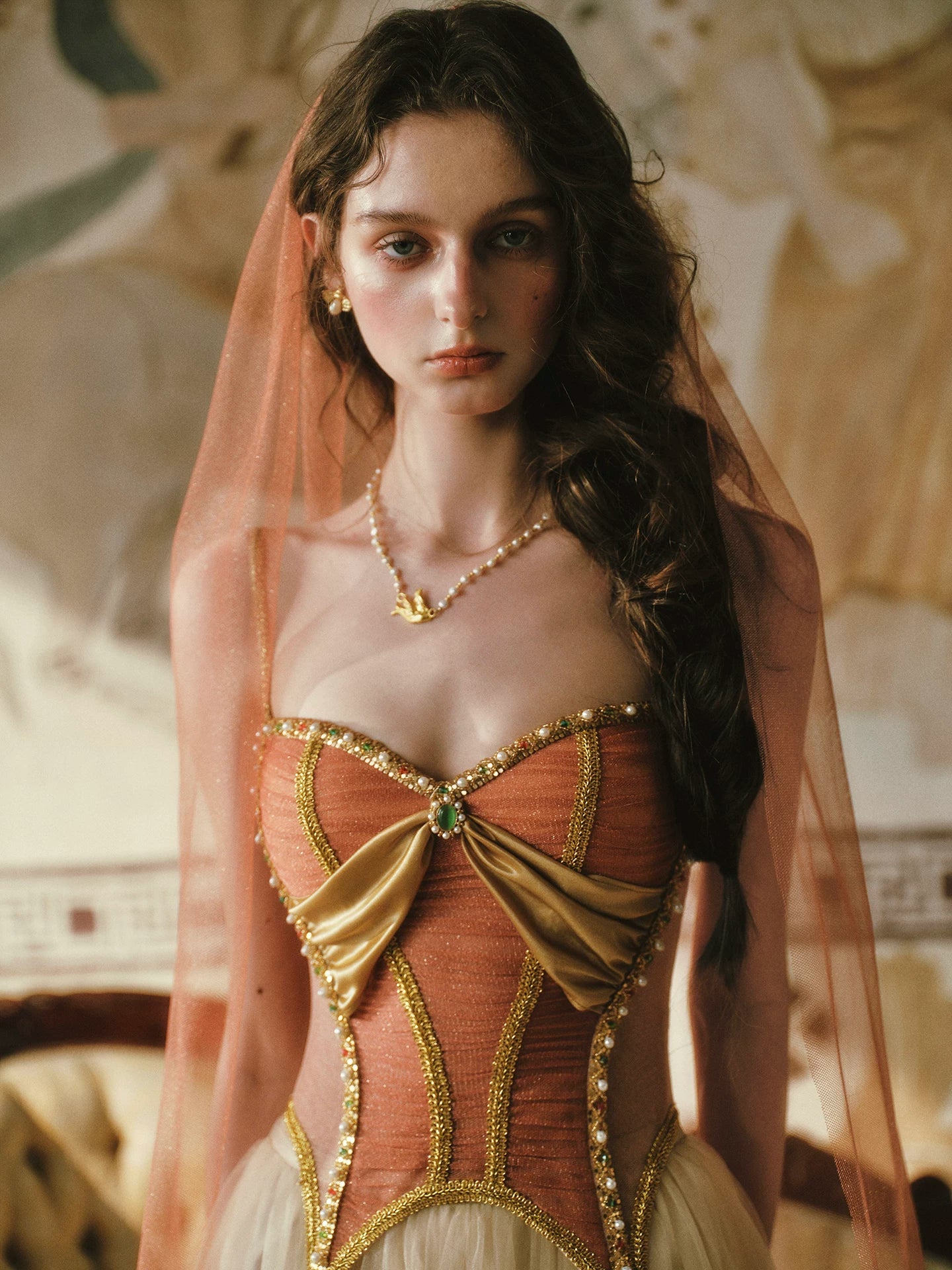 Gold Mesh Corset Dress Set