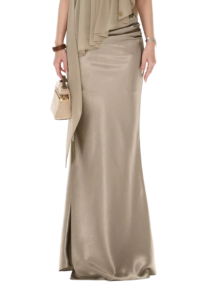 Amber Radiance Acetate Satin Mermaid Skirt