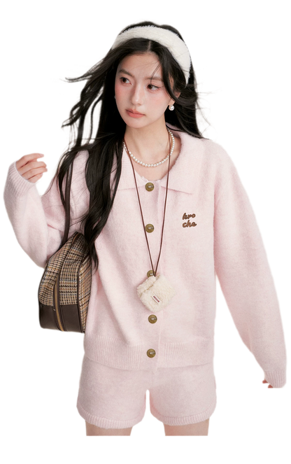 Wool Blend Collared Knit Set