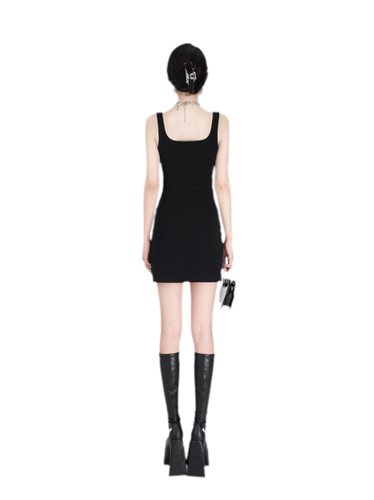 Stretch Ruched Square-Neck Mini Dress