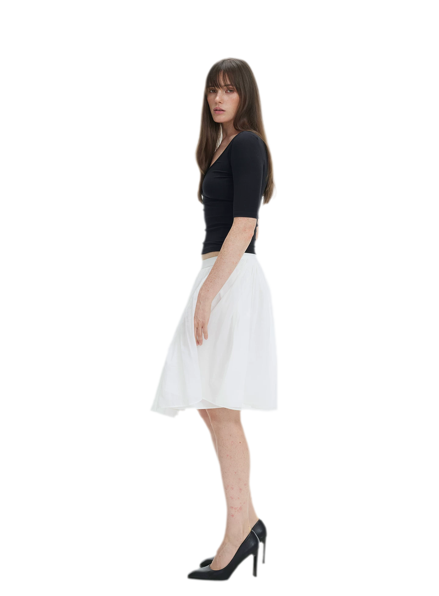 Pleated Chiffon Midi Skirt