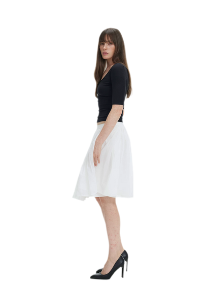 Pleated Chiffon Midi Skirt