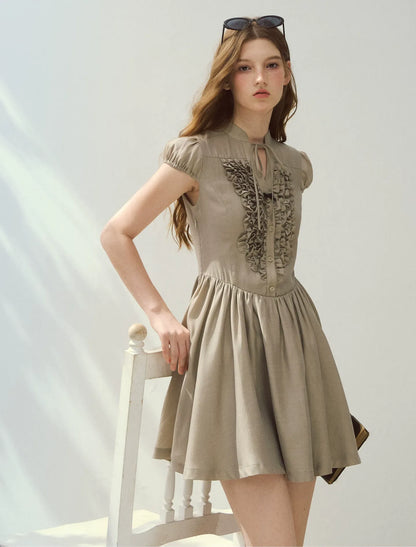 Acetate Ruffle Midi Dress