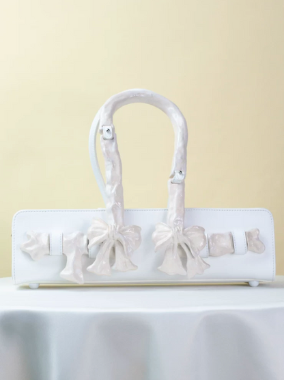 Glossy Bow Handle Handbag