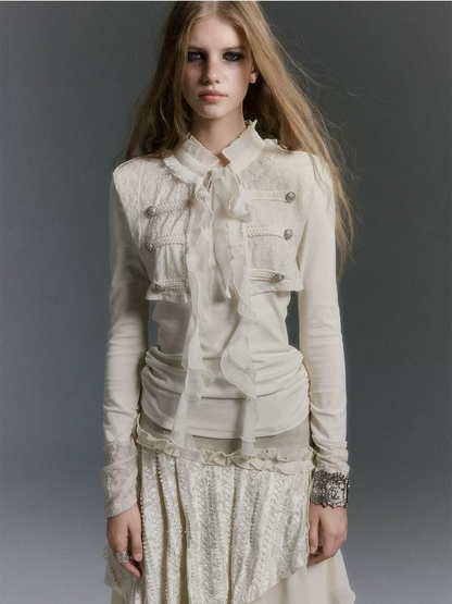 Blouse met getextureerd ruchespaneel