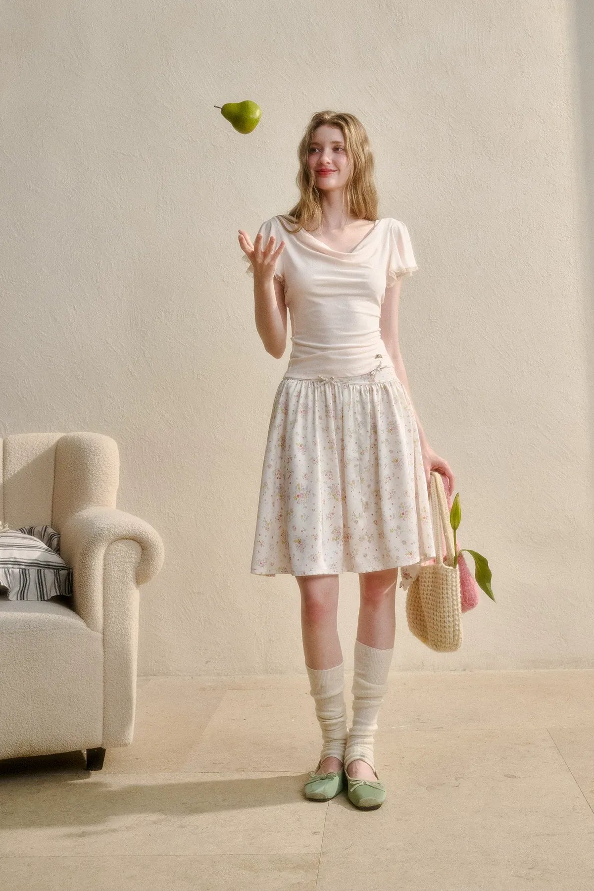 Airy V-Neck Ribbed T-Shirt
