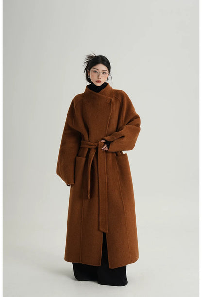 Manteau oversize en laine brossée