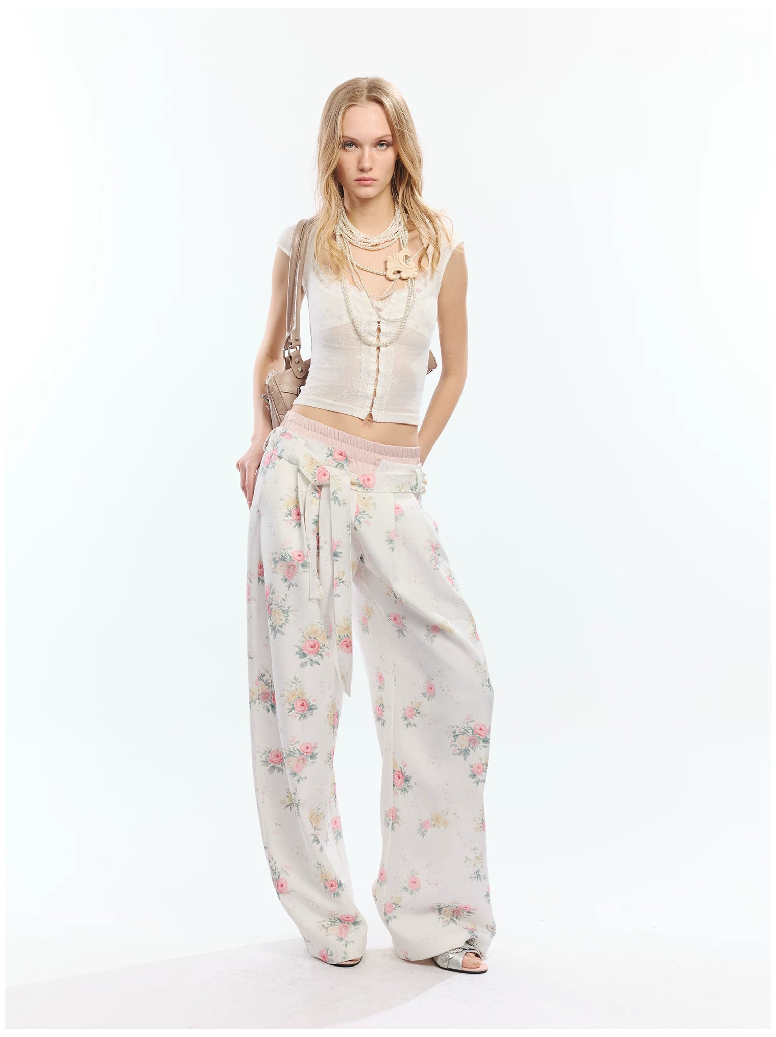 Floral Print Loose Wide Leg Pants