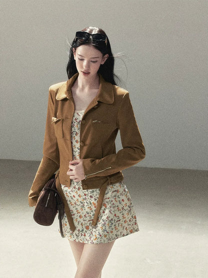 Soft Suede Cropped Utility Jacket