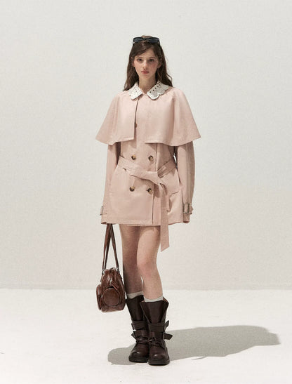 Crochet Cape Trench Coat