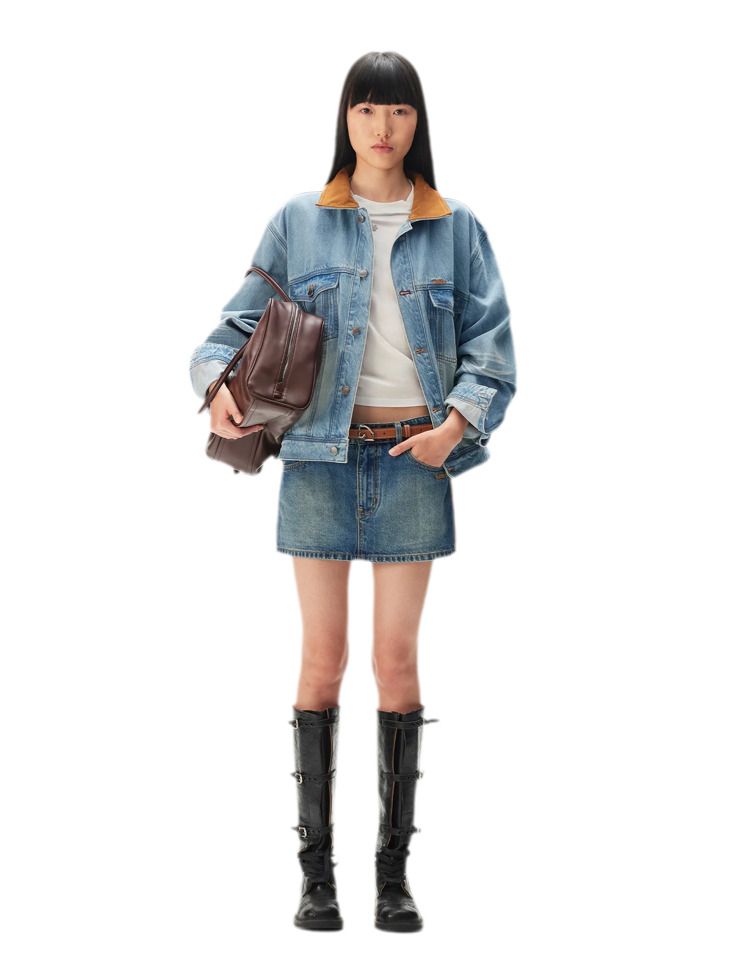 Enzyme Washed Suede-Panel Jacket