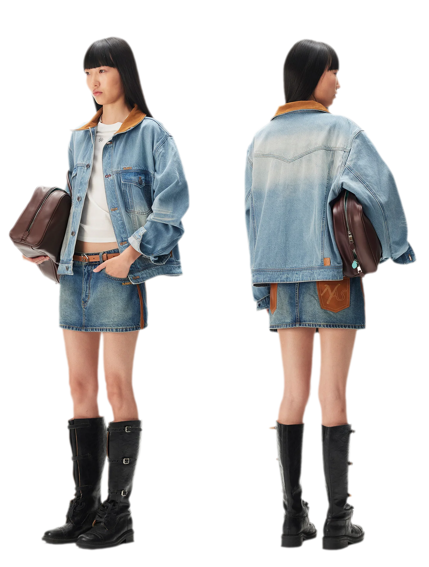 Enzyme Washed Suede-Panel Jacket