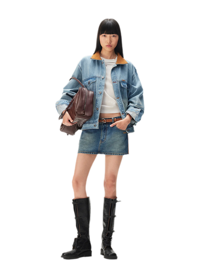 Enzyme Washed Suede-Panel Jacket
