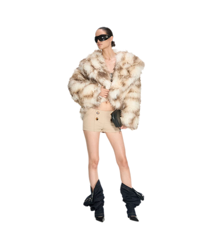 Gradient Leopard Faux Fur Coat