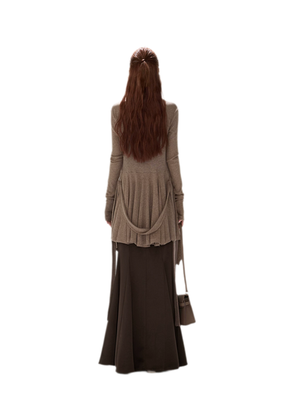 Matte Drape Irregular Hem Cardigan