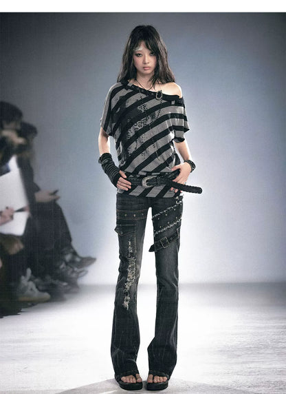 Skinny Grunge Flare Jeans