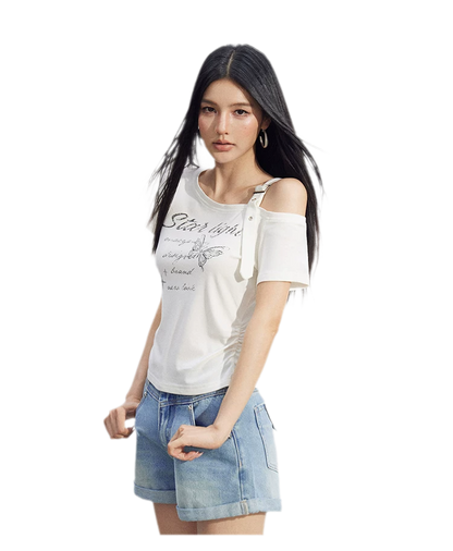 One-Shoulder Butterfly Tee