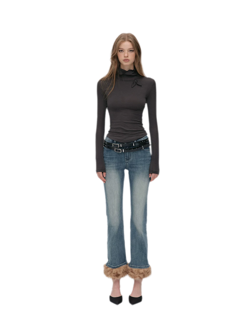Vintage Washed Cropped Flare Jeans