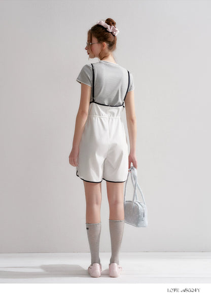Contrast Piping Drawstring Waist Jumpsuit