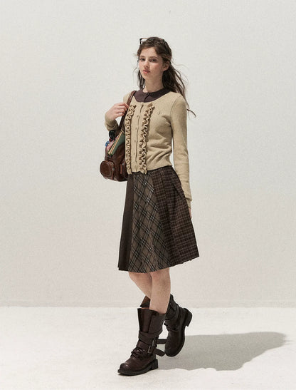 Fine-Gauge Ruffle Cardigan Sweater
