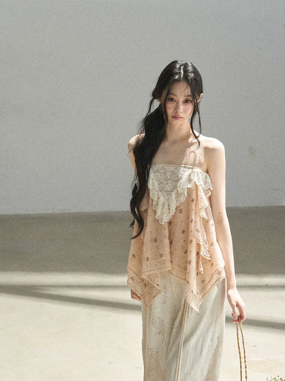Lace Trim Asymmetric Cami