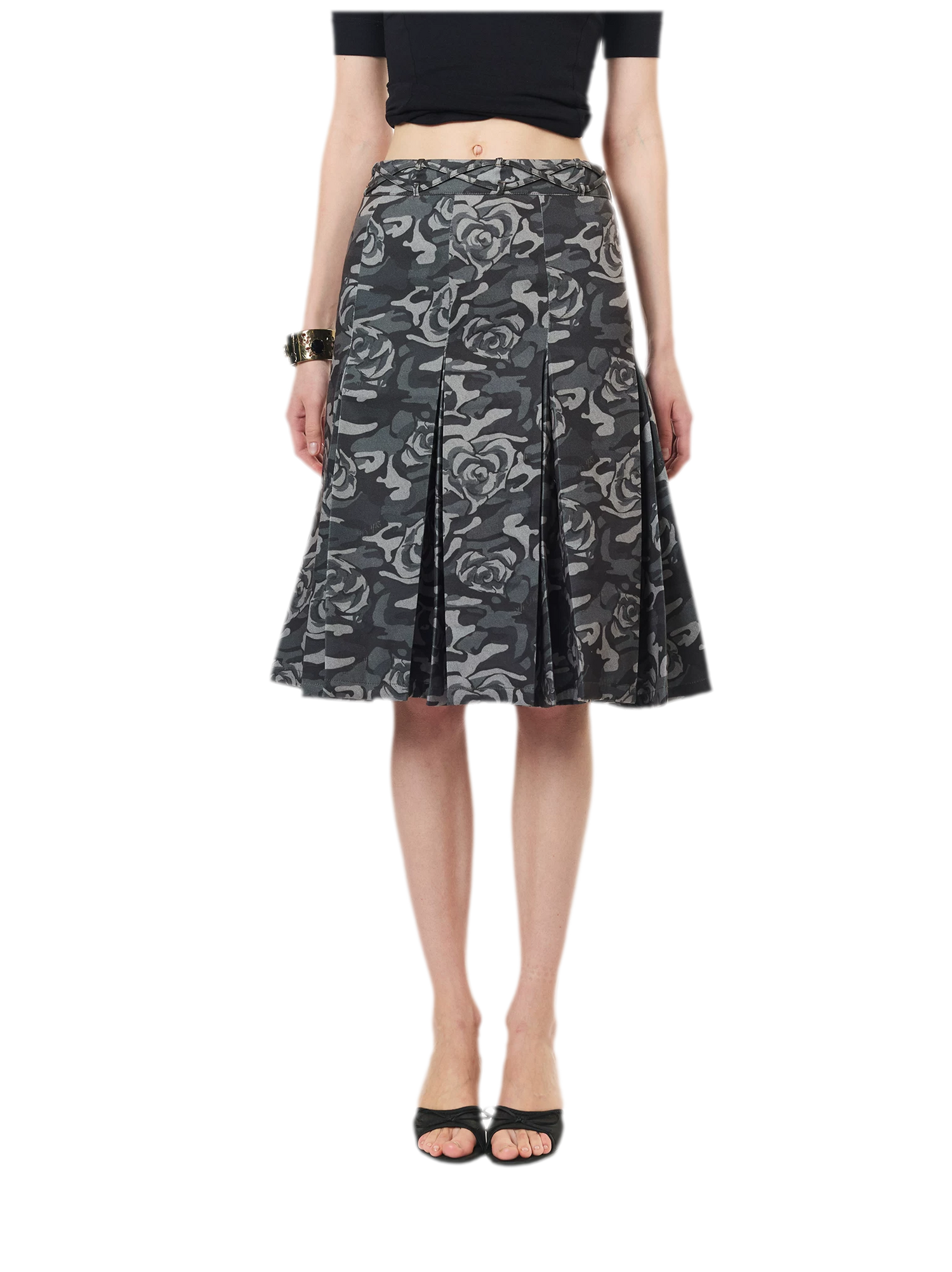 Low Waist Pleated A-Line Skirt