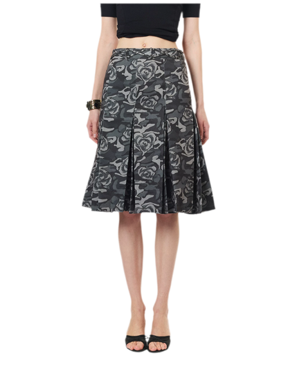 Low Waist Pleated A-Line Skirt