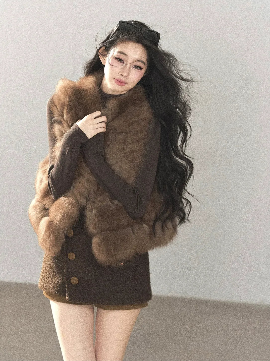 Fox Fur Stand-Collar Vest