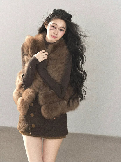 Fox Fur Stand-Collar Vest
