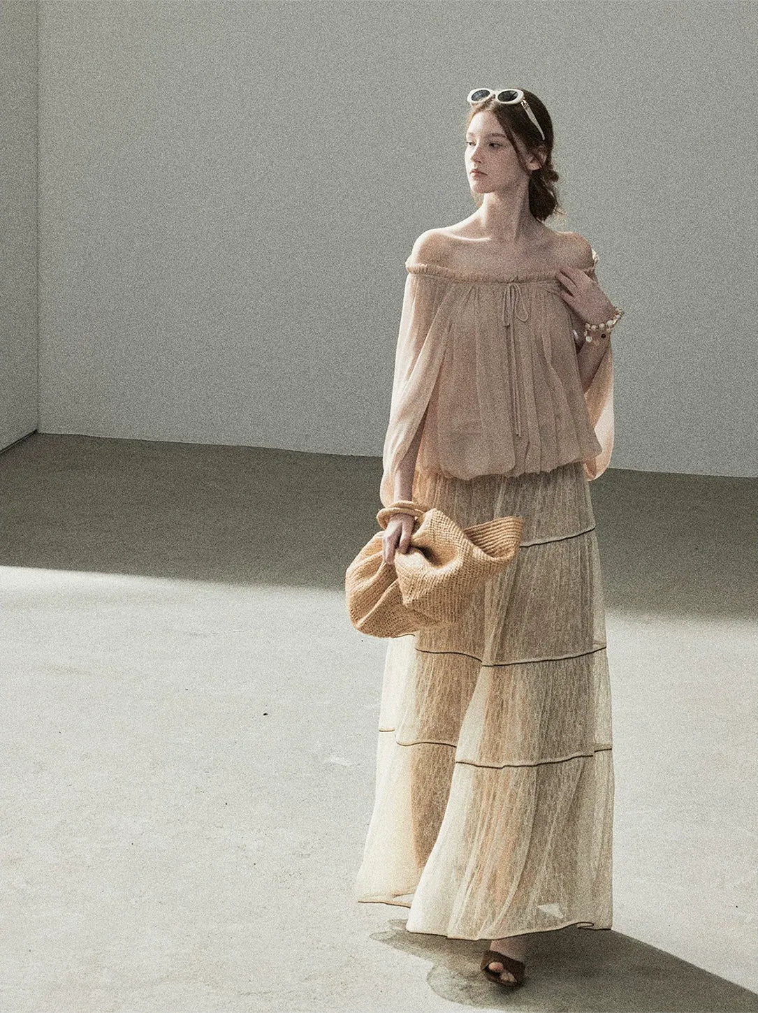 Crinkled Off-Shoulder Top