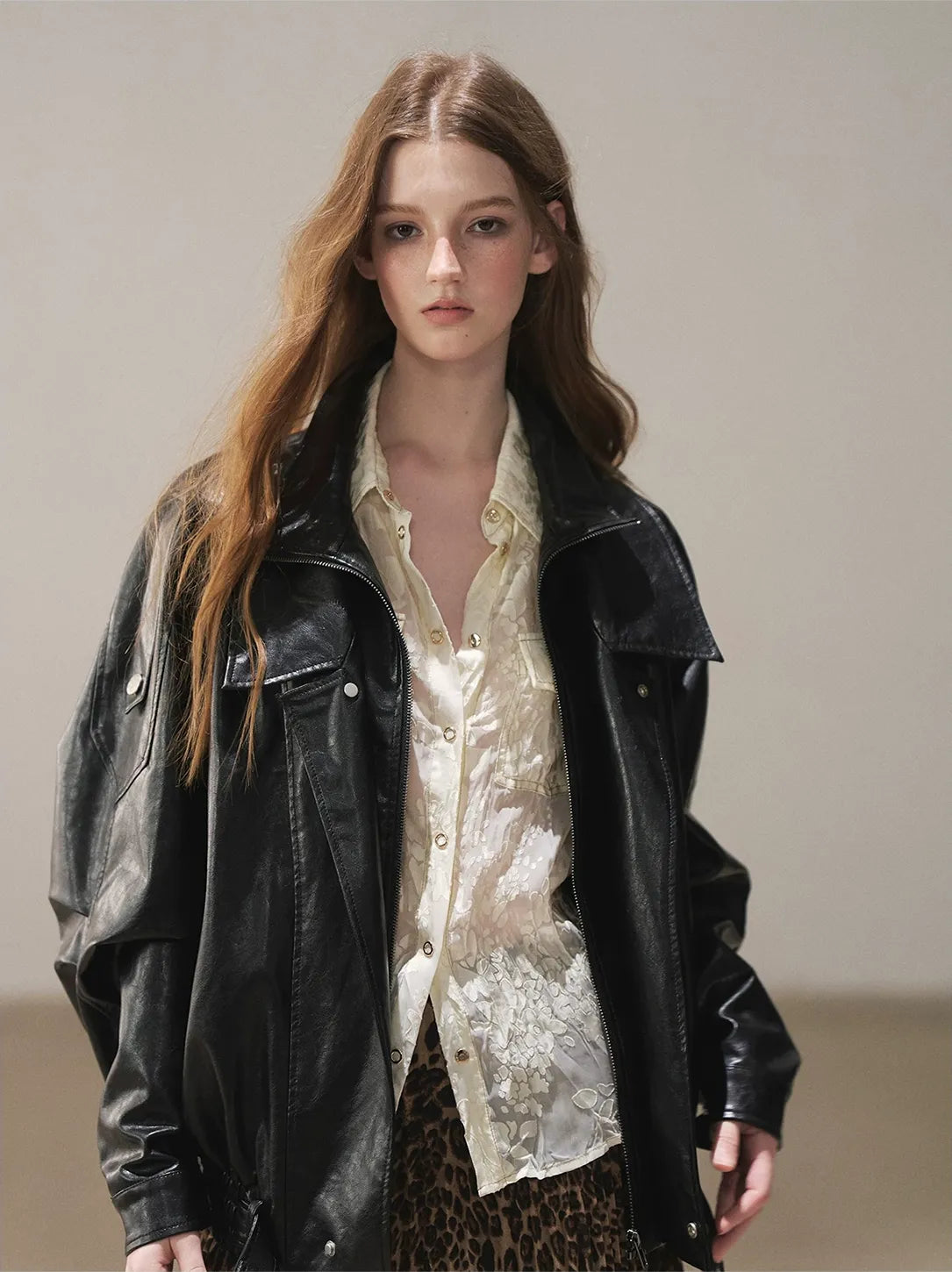 Burnout Jacquard Tailored Chiffon Shirt