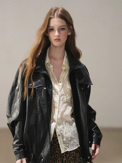Burnout Jacquard Tailored Chiffon Shirt