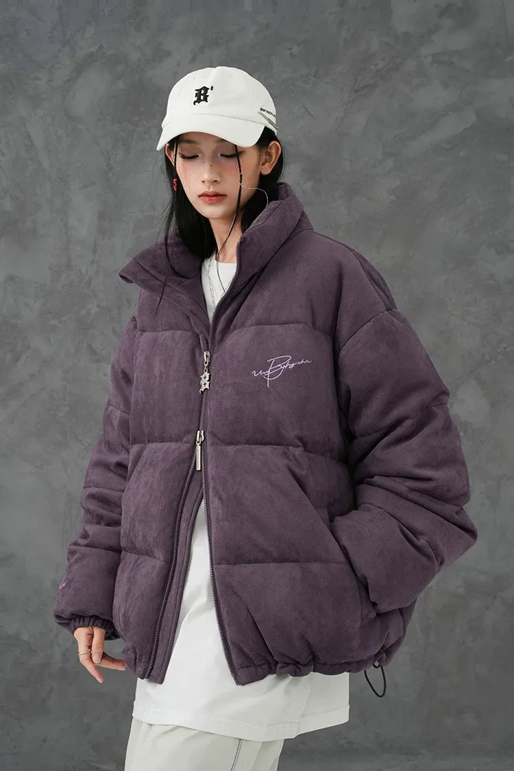 Suede Oversized Down Puffer Jacket