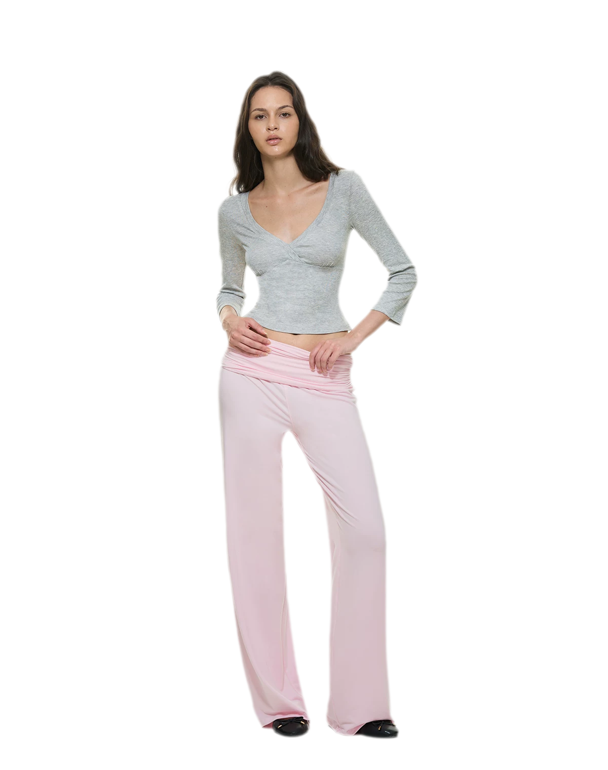 Crossfront Ribbed V-Neck Top