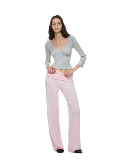 Crossfront Ribbed V-Neck Top
