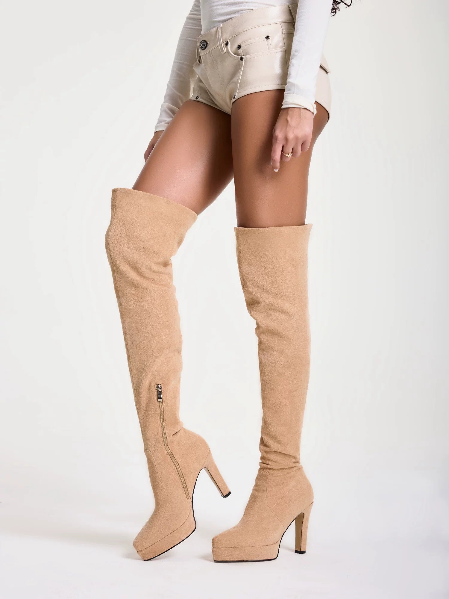 Suede Slouchy Over-Knee Boots