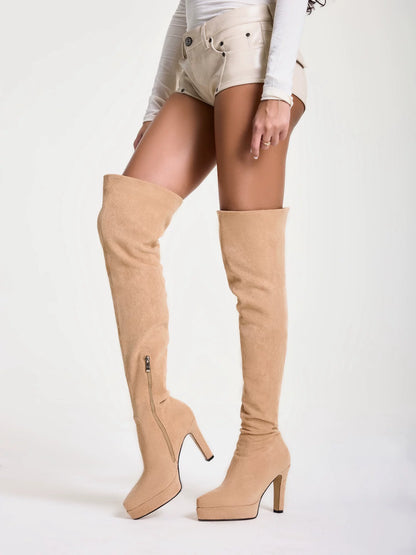 Suede Slouchy Over-Knee Boots