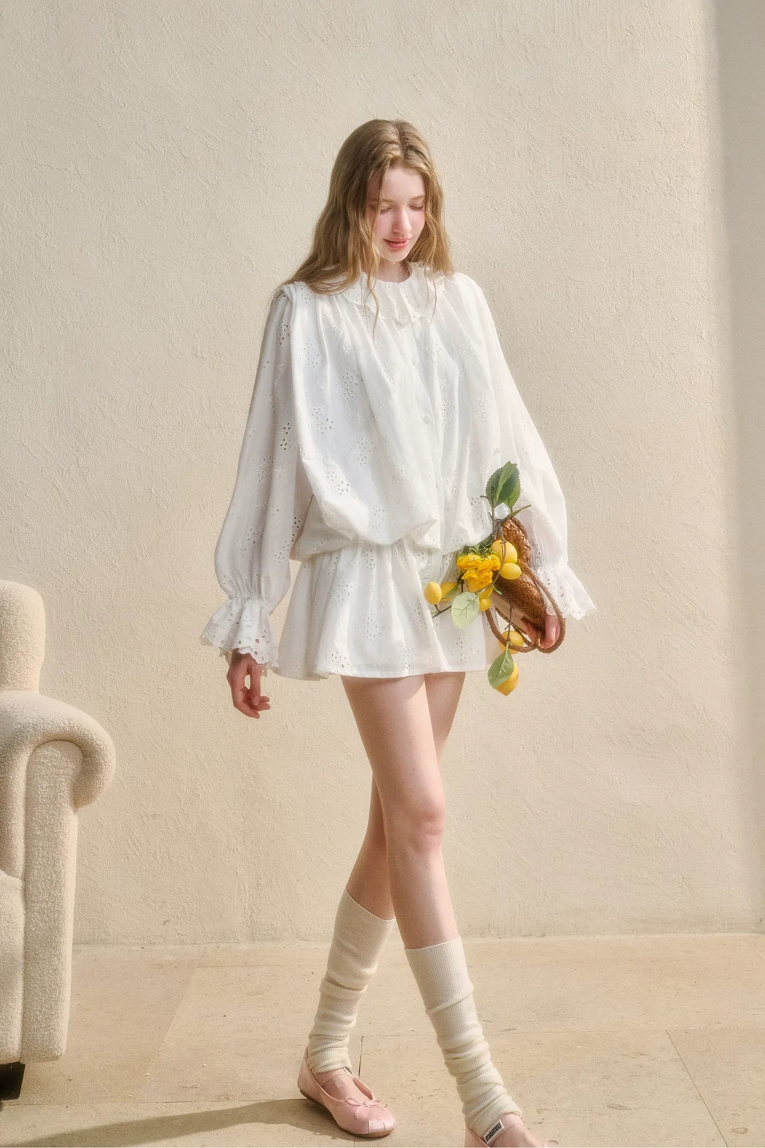 Embroidered Jacquard Shirt Dress