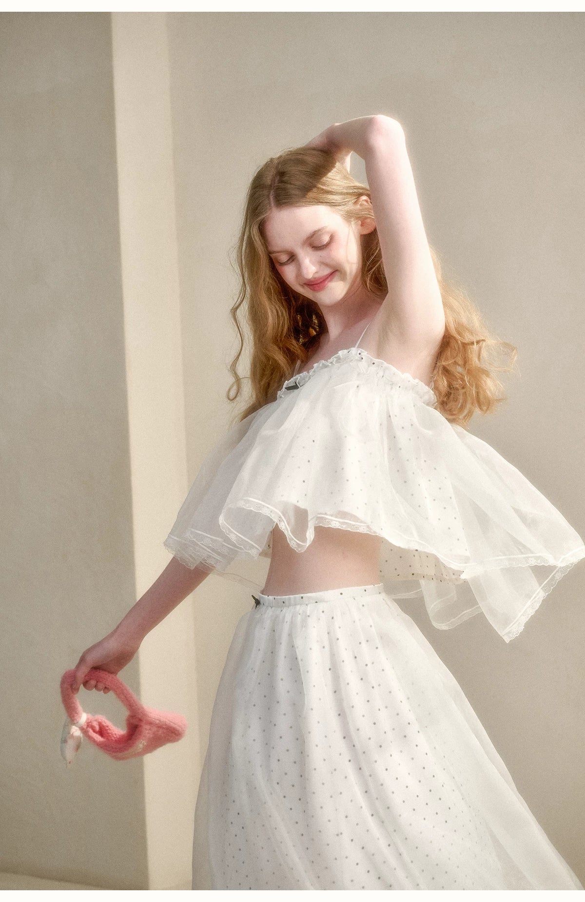 Babydoll Pearl Organza Polka Dot Set