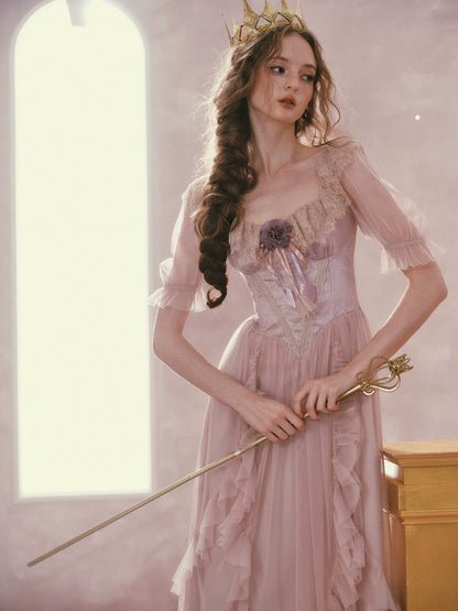 Violet Heliotrope Victorian Mesh Dress